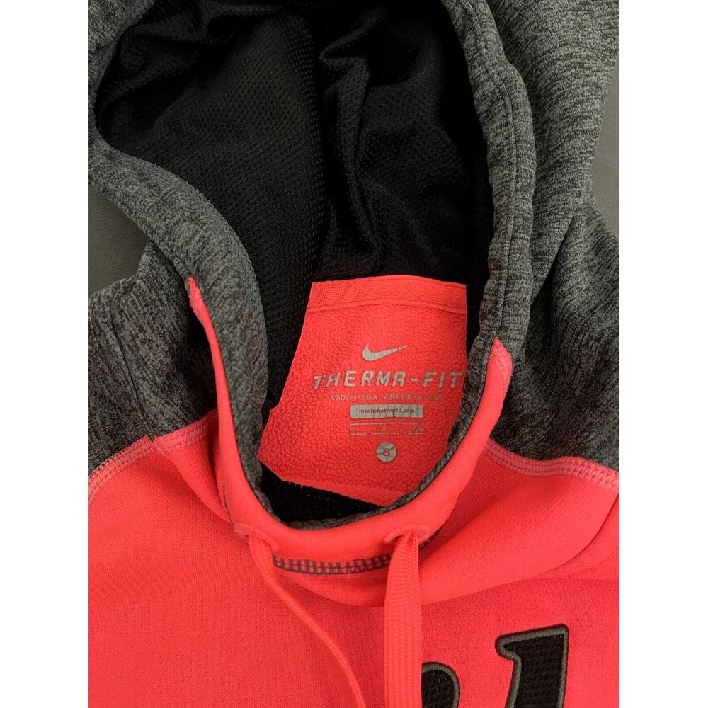Nike‎ Womens Hoodie Size Small Neon Pink/ Gray Therma-Fit Athletic Sweater - Picture 5 of 12